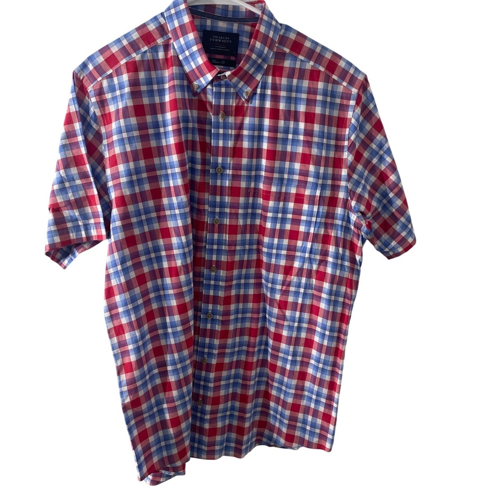 Charles Tyrwhitt Weekend Mens Plaid‎ Short Sleeve Button Down Shirt